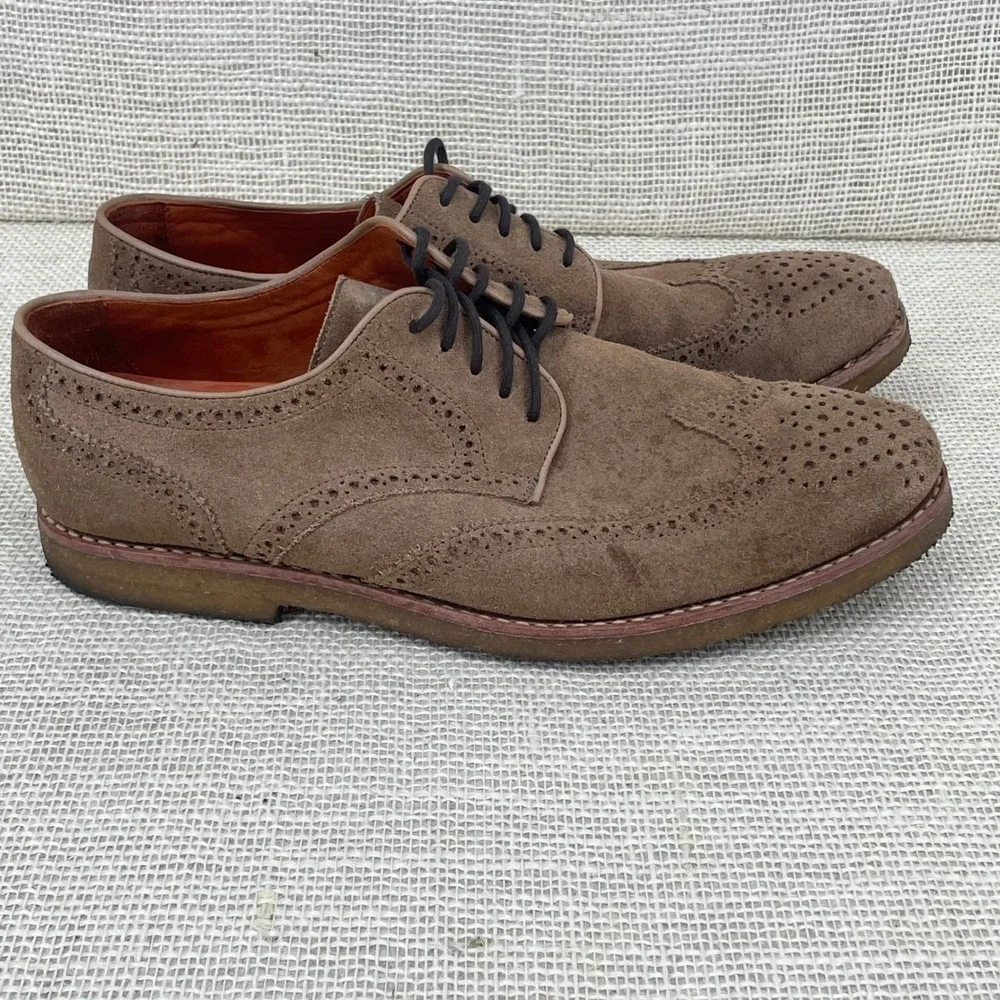 Peter Millar Mens Brown Suede Wingtip Brogue Derby Shoes MF14F06 Size‎ 9.5 M